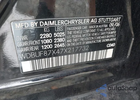 2007 Mercedes-Benz E 350 4Matic z USA, uszkodzony, nr VIN WDBUF87X47X217732